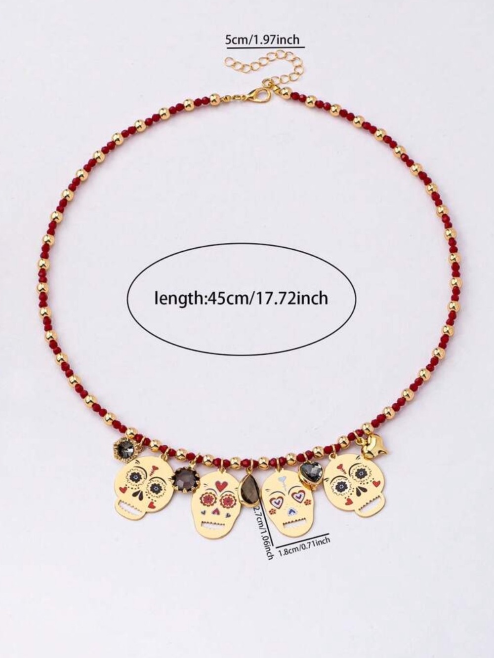 Gold Layered Skull Pendant Necklace Set - Picture 5 of 5
